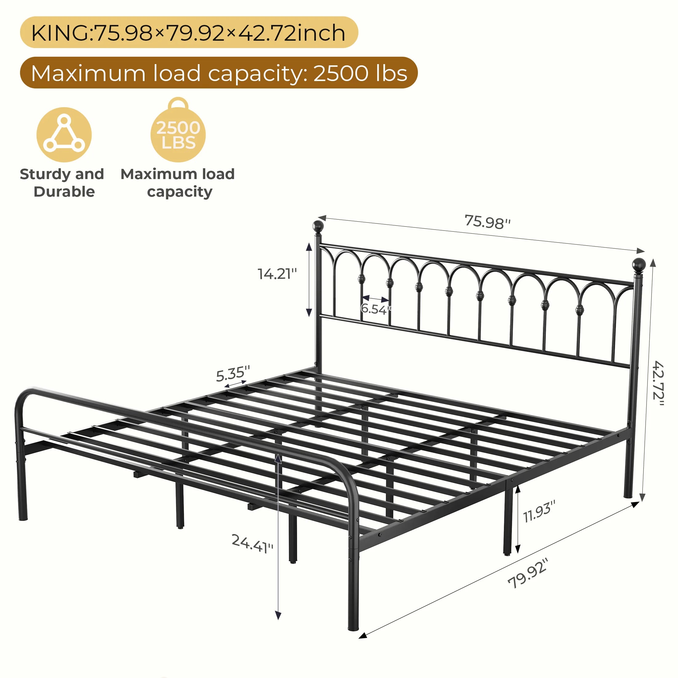 Heavy Duty Metal Platform Bed Frame with 11.9" Storage Space