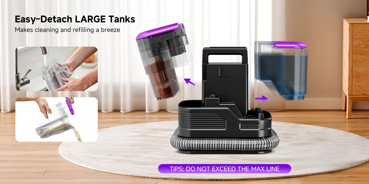 Honki 530W Carpet Cleaner Machine 20KPa Strong Suction Handheld Multifunctional Cleaner for Pet Hair Upholstery Sofa Mat Bed Self-cleaning Energy-saving Portable Wet and Dry Deep Cleaning Appliances