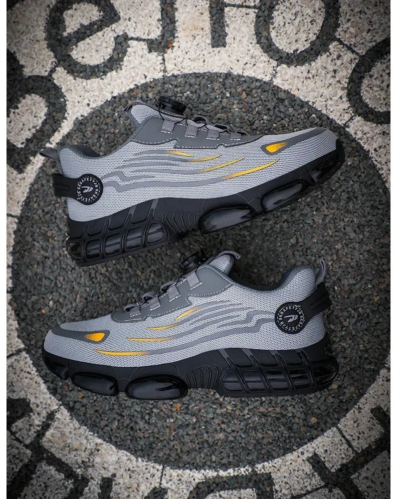 Rotating Button New Safety Shoes Men Anti-smash Anti-puncture Work Shoes Fashion Men Sport Shoes Security Protective Boots Men 
