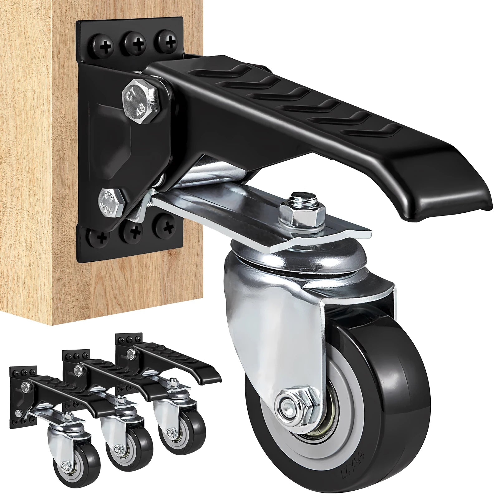 Retractable Workbench Caster Wheels 4 Pack with 360° Swivel