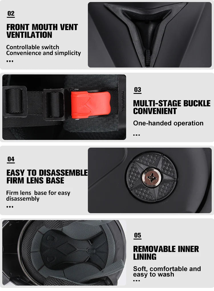 DOT Certification Uchoose Motorcycle Helmet Double Lens Cross Section Helmet Safety Modular Flip Helm Unisex Helmet With Visor 