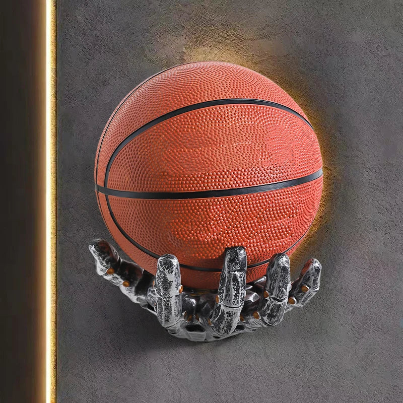 Wall-Mounted Robotic Arm Rack for Basketball and Football