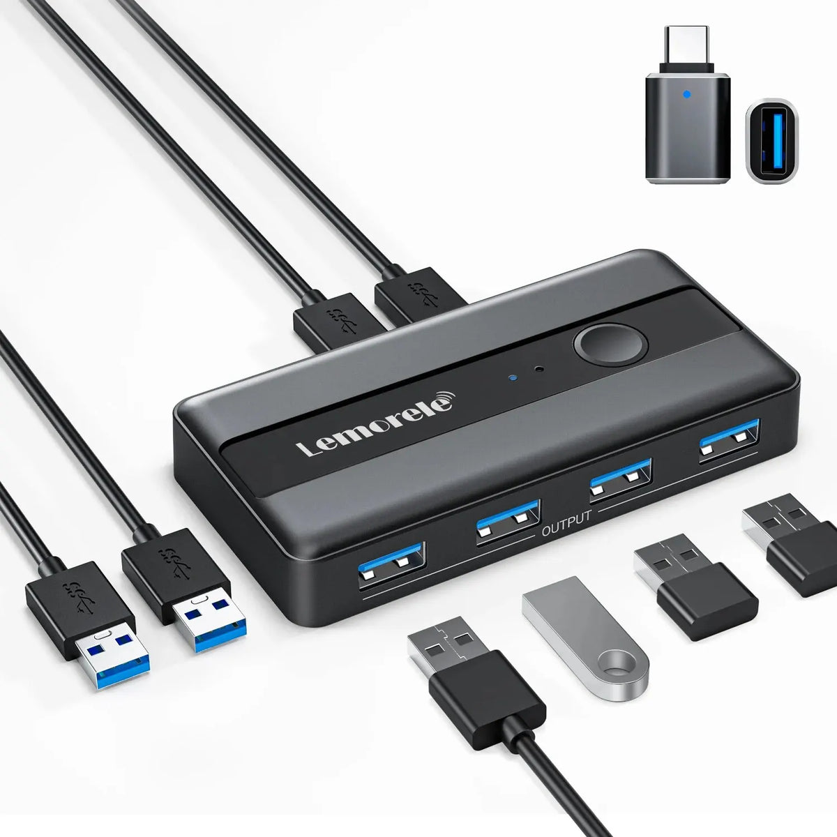 USB 3.0 превключвател за споделяне на периферни устройства между две компютри