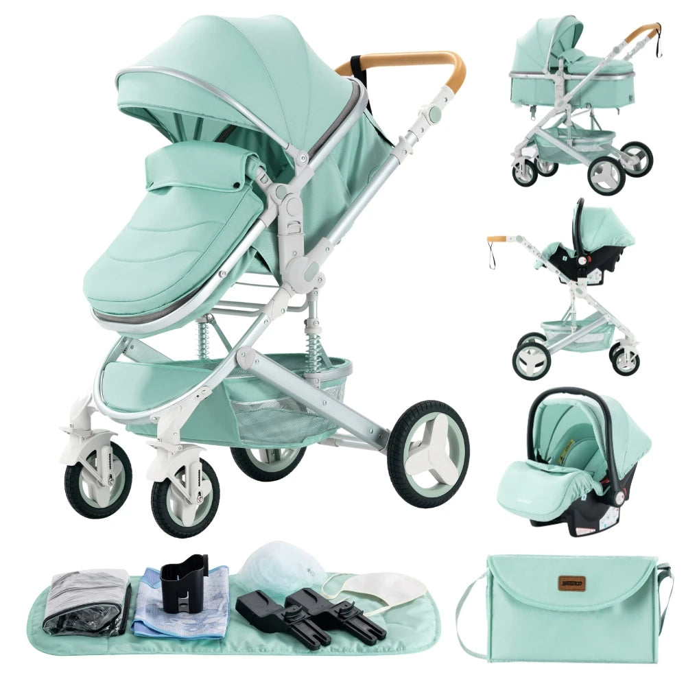 Luxury Baby Stroller 3‑in‑1 Travel System With Car Seat