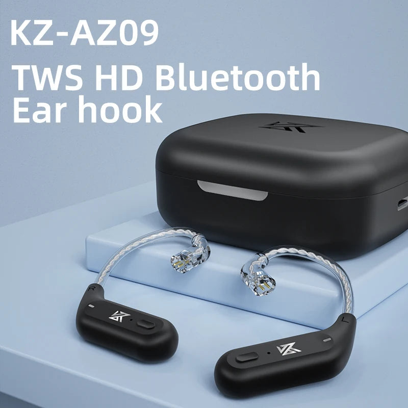 KZ AZ09 Wireless Upgrade Cable Bluetooth-compatible 5.2 HIFI Wireless Ear Hook C PIN Connector With Charging Case 