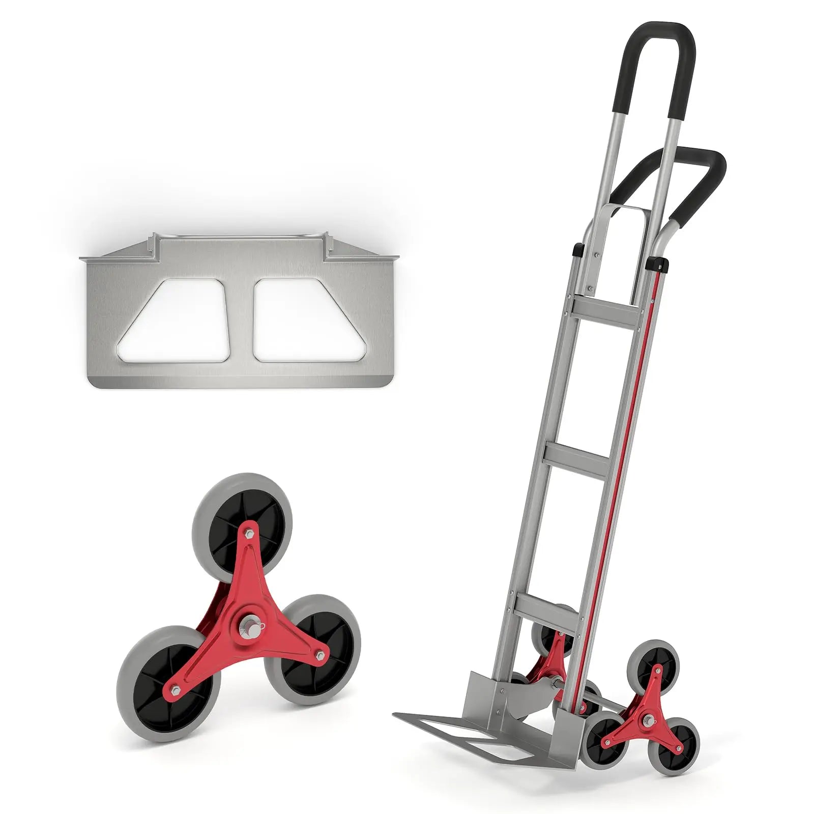 Heavy Duty Stair Climbing Hand Truck 330 lbs, Folding 6-Wheel Cart With Dual Handles, Telescopic Dolly For Moving
