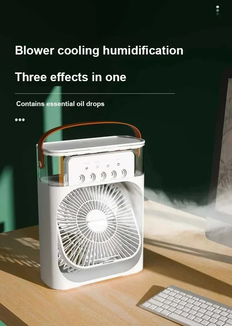 3-in-1 Mini Air Cooler Fan with Humidifier and Night Light