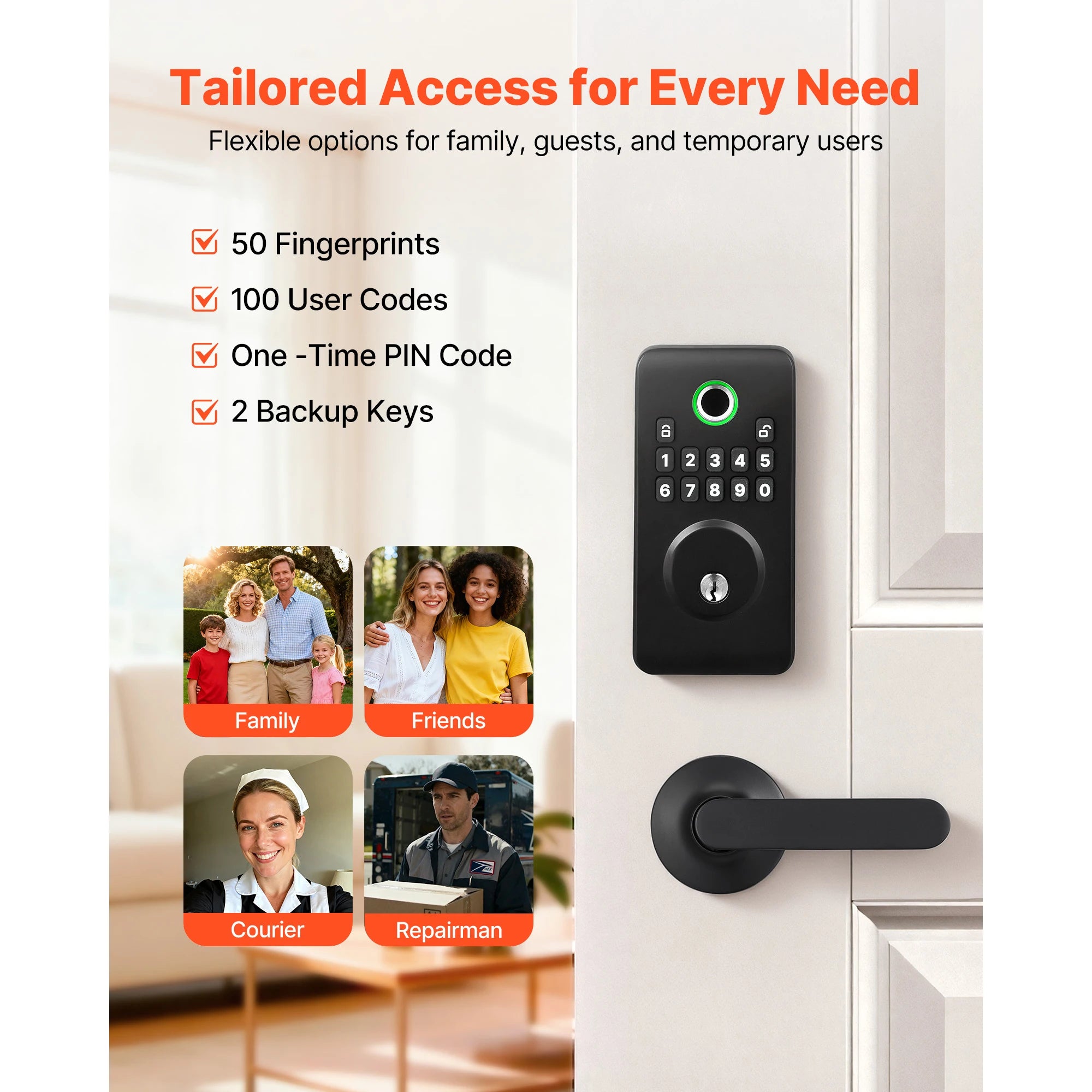 Fingerprint Door Lock Keyless Entry Deadbolt with Handle