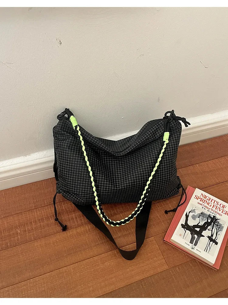 Borsa tote in poliestere a quadri per l’uso quotidiano