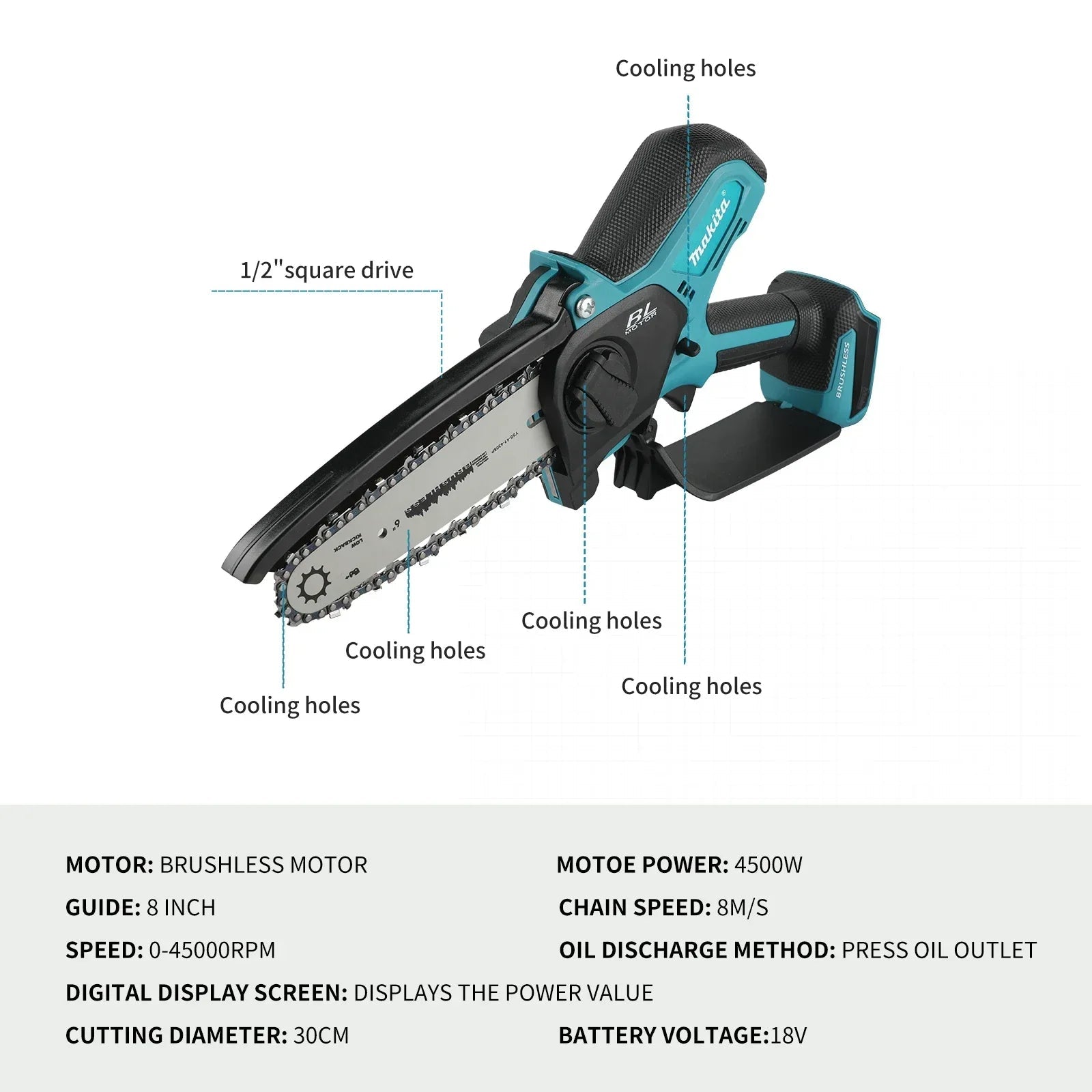 Makita 18V Cordless Chainsaw for Woodworking with Small Handheld Electric 6-inch Logging Sawzall Mini Portable Chainsaw 