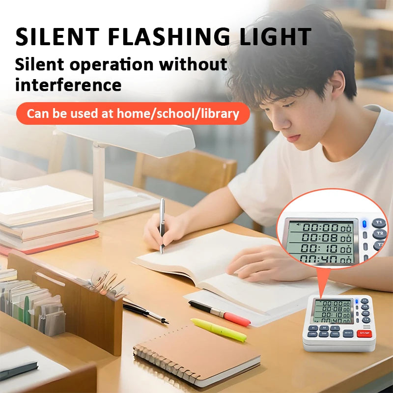 4-Channel Digital Kitchen Timer with Mute Light Alert