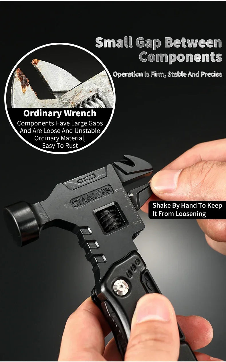Hammer, Wrench and Pliers Multitool with Sheath