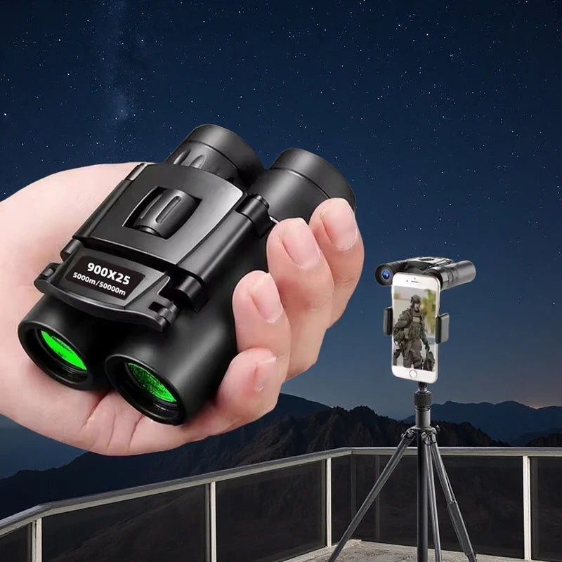 Binoculars 9000M Long Range 900x25 HD Folding Night Vision Mini Telescope FMC Optics For Hunting Sports Outdoor Camping Travel