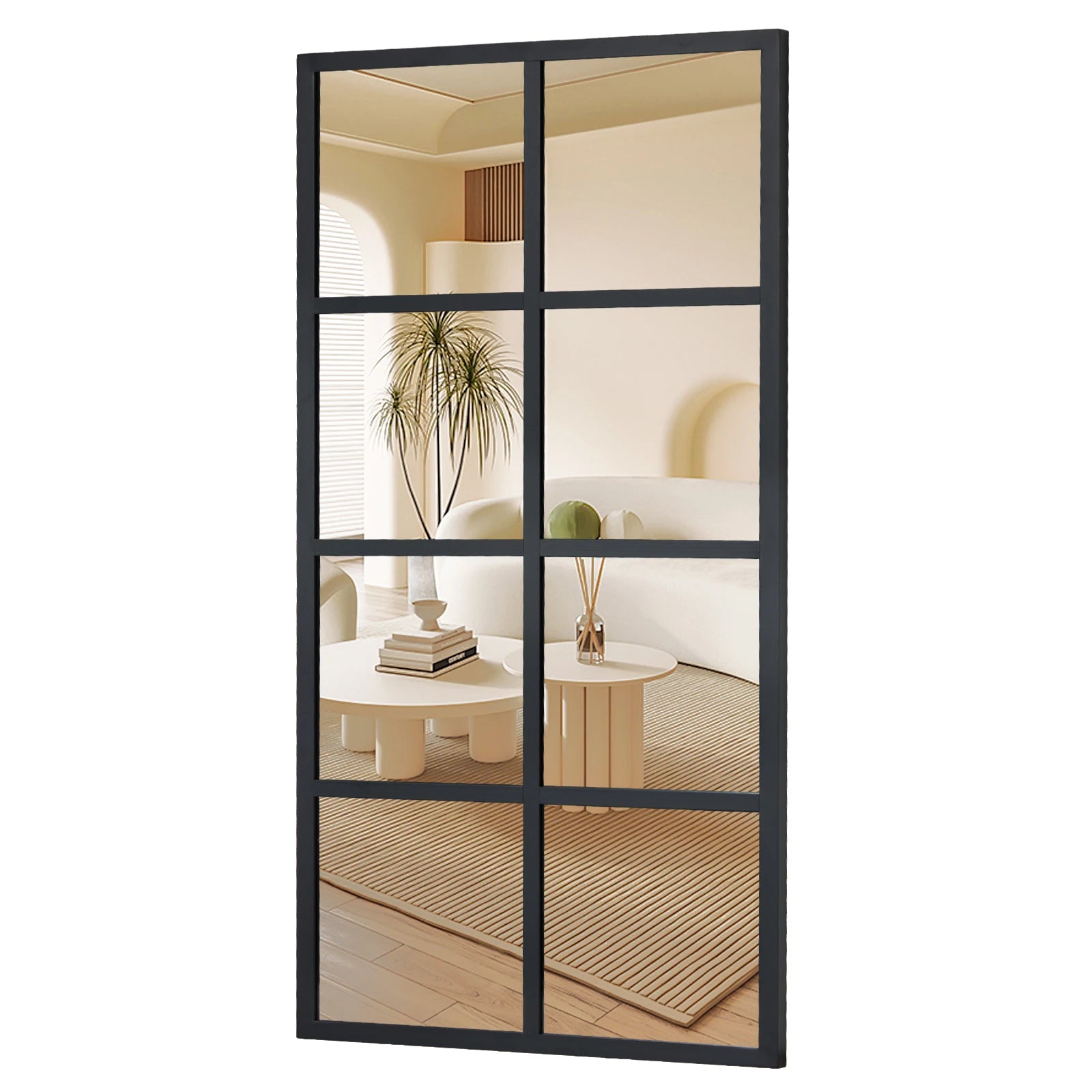 16" x 32" Window Pane Wall Mirrors Set of 2 Metal Frame