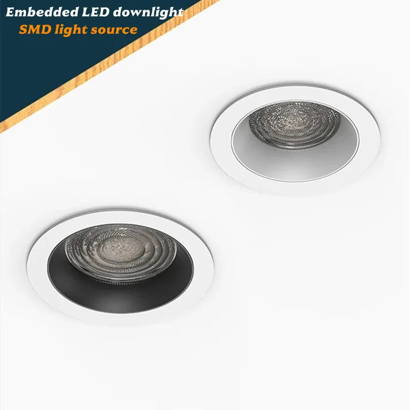 Indbygget LED-downlight med valgmuligheder for finish og dæmpning