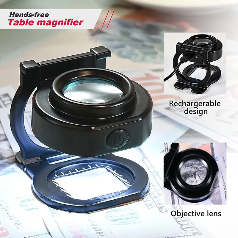 Rechargeable Folding Loupe with LED Light