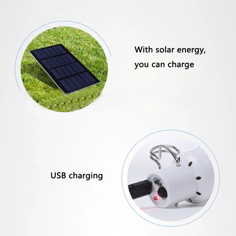 Bombilla LED recargable para colgar con panel solar
