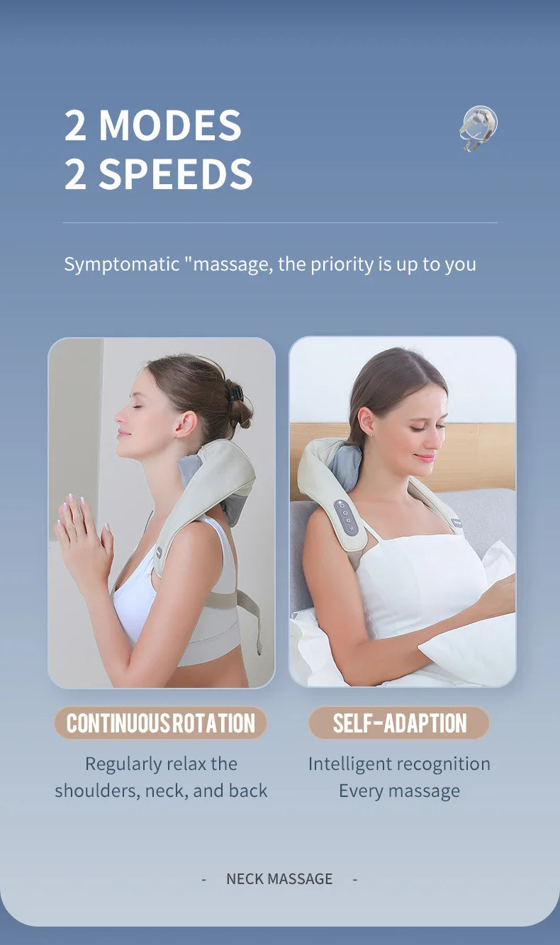 Foreverlily 26W Brushless Motor Neck And Shoulder Massager Wireless Shoulder And Back Kneading Massage Shawl Neck masajeador 