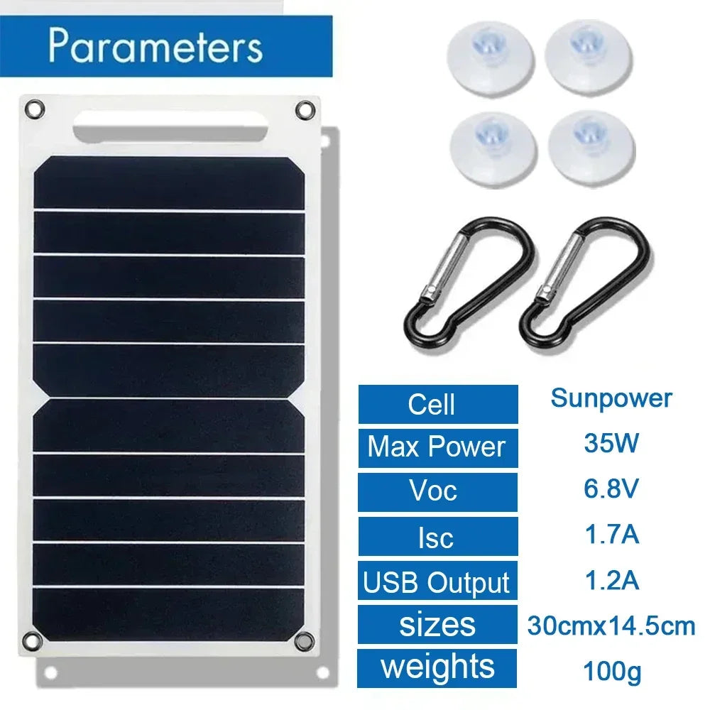35W Sunpower Portable Solar Panel 5V Solar Plate WithUSB Safe Stabilize Charger ForPower Bank Phone Outdoor Camping Home RV Gift 