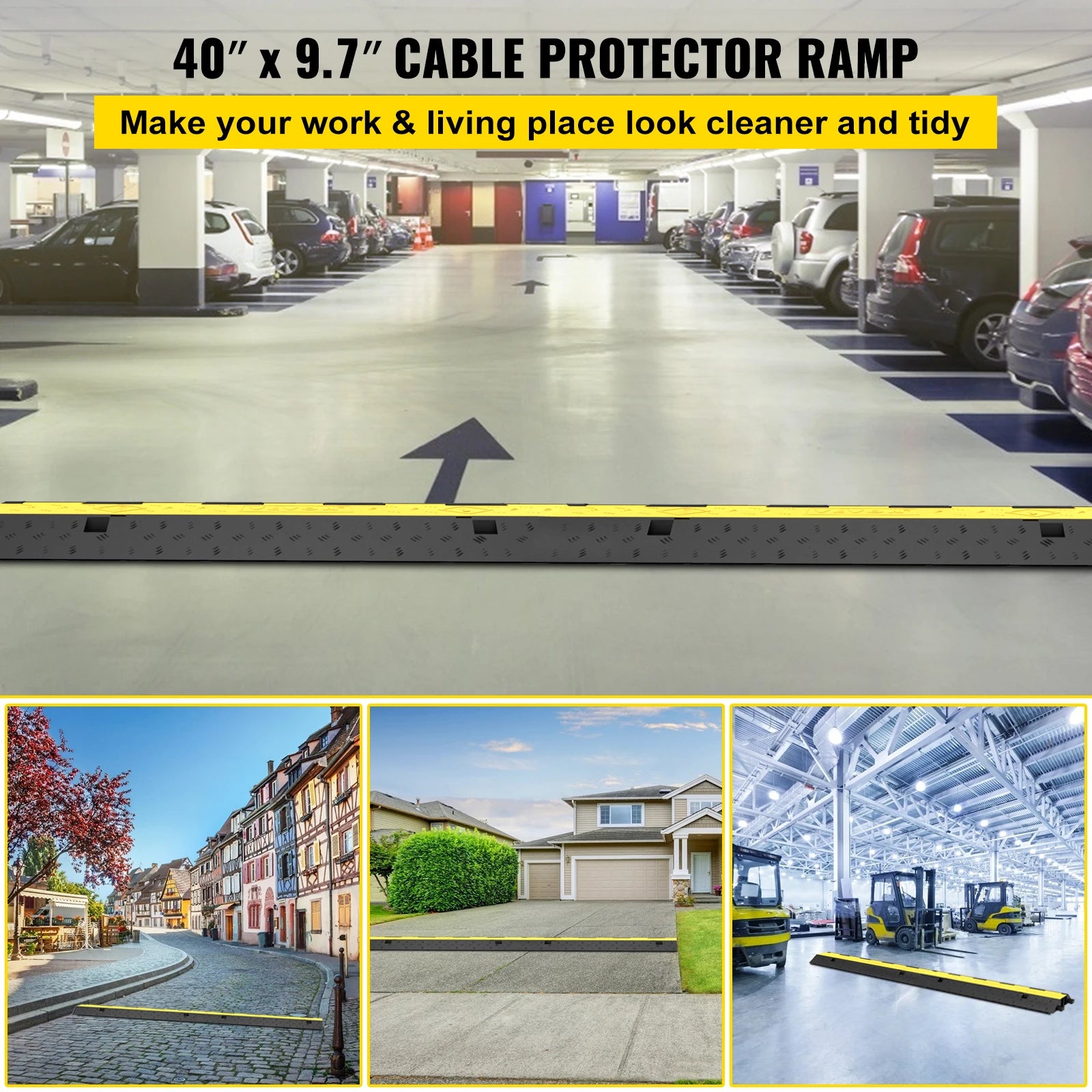 Heavy Duty Cable Protector Ramp 2-Channel 11000 lbs Capacity