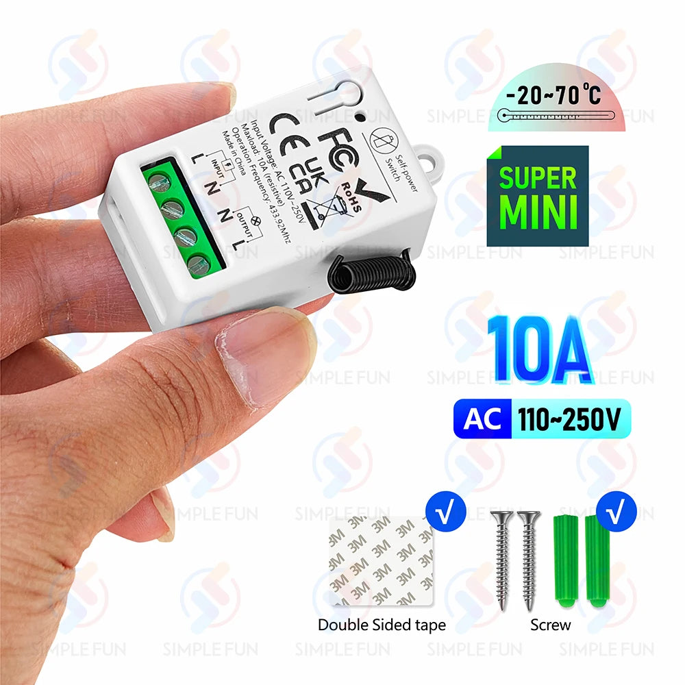 Mini RF Smart Light Switch 110V 220V 230V Self Power Wireless Wall Switch No Battery Support Power Restoration Status Setting