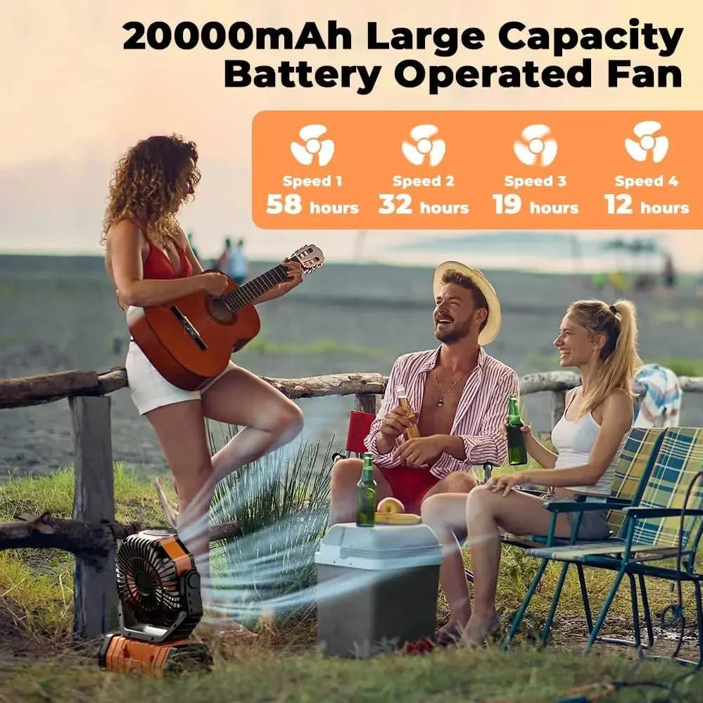 20000mAh Rechargeable Portable Fan with LED Light