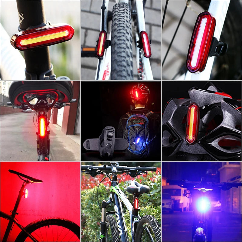 USB uppladdbar COB cykel bakljus