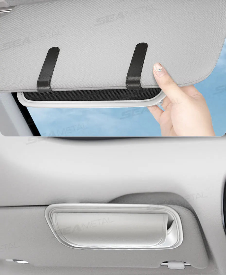 SEAMETAL Car Glasses Case Wear-Resistant PU Leather Sunglasses Holder Hook and Loop Fastener Eyewear Protection Box Scratch-Free