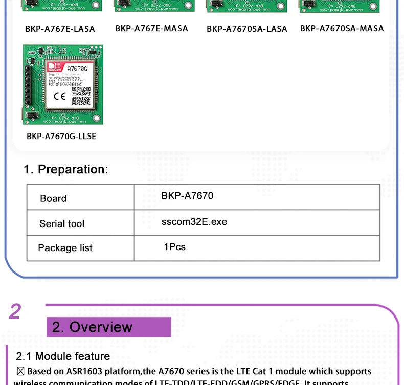 A7670E LTE Cat 1 4G Module Breakout Kit with Nano SIM Slot