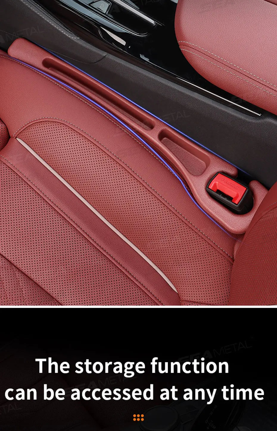 SEAMETAL 2Pcs Car Seat Gap Filler Organizer Flexible Center Console Crevice Filling Strip Seat Side Filler with Expandable Hole