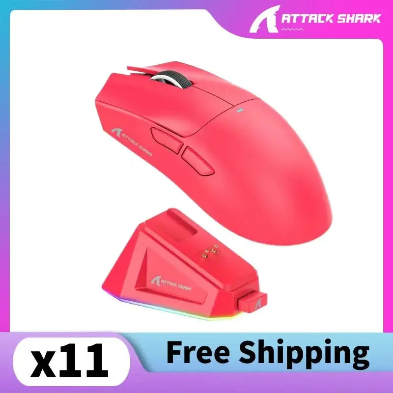 Attack Shark X11 Wireless mouse, three-mode connection 2.4GHz/ wired/Bluetooth PAW3311 22000DPI RGB magnetic charging dock mouse 