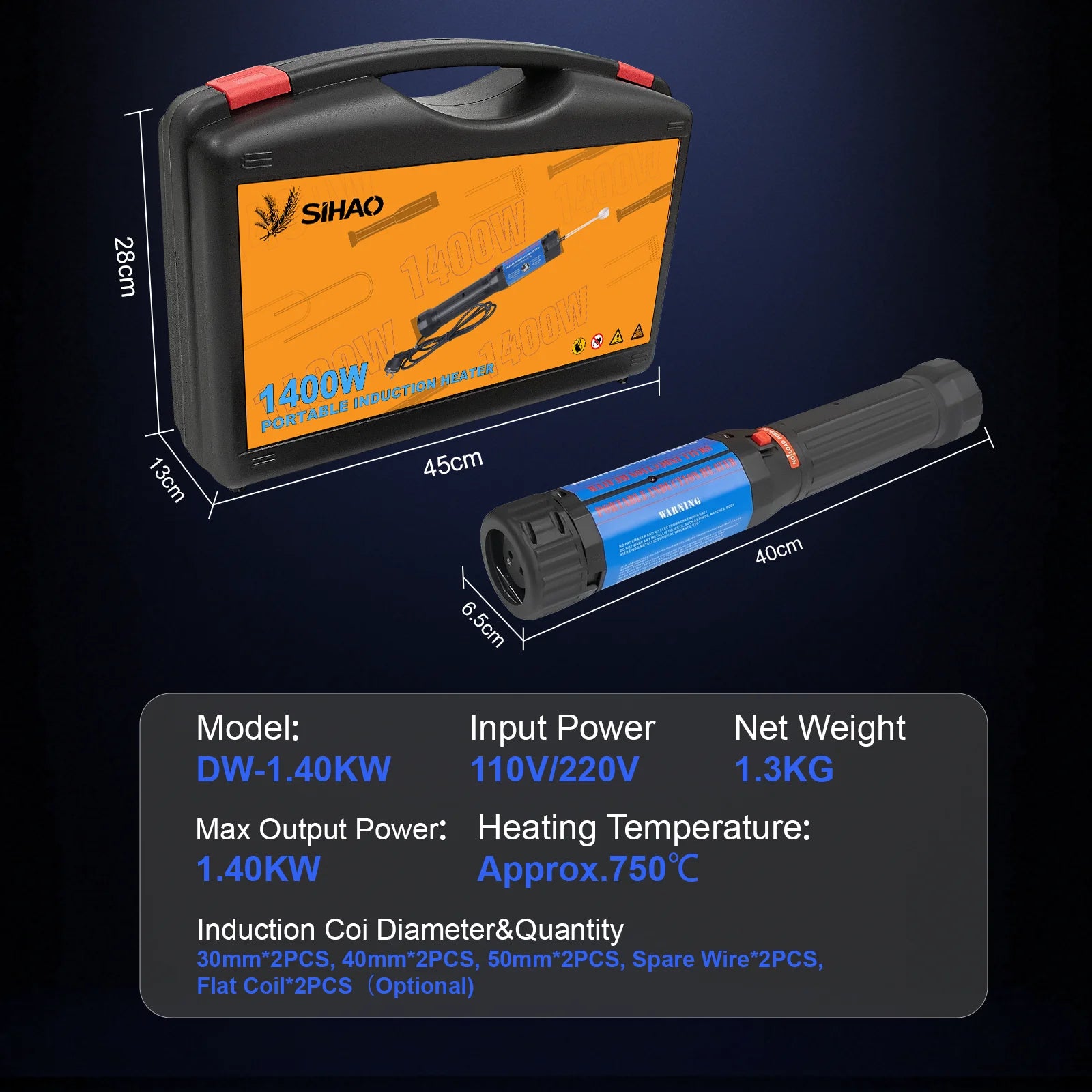 1400W Magnetic Induction Heater Kit for Rusted Bolt Removal