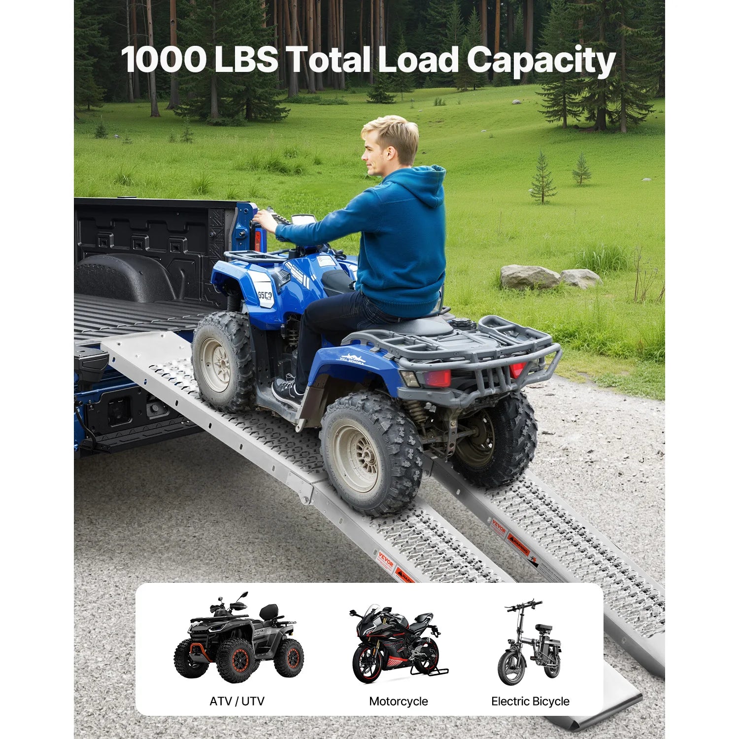 1000lbs Steel Loading Ramps 2-Pack Foldable ATV UTV Motorcycle
