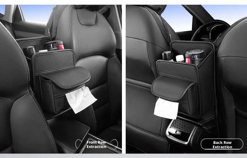 SEAMETAL Car Back Seat Organizer Tissue Holder PU Leather Storage Pocket Hanging Car Storage Bag for Backseat Universal Fit