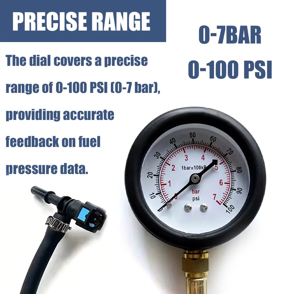 Fuel Pressure Test Kit - 0-100psi Gauge