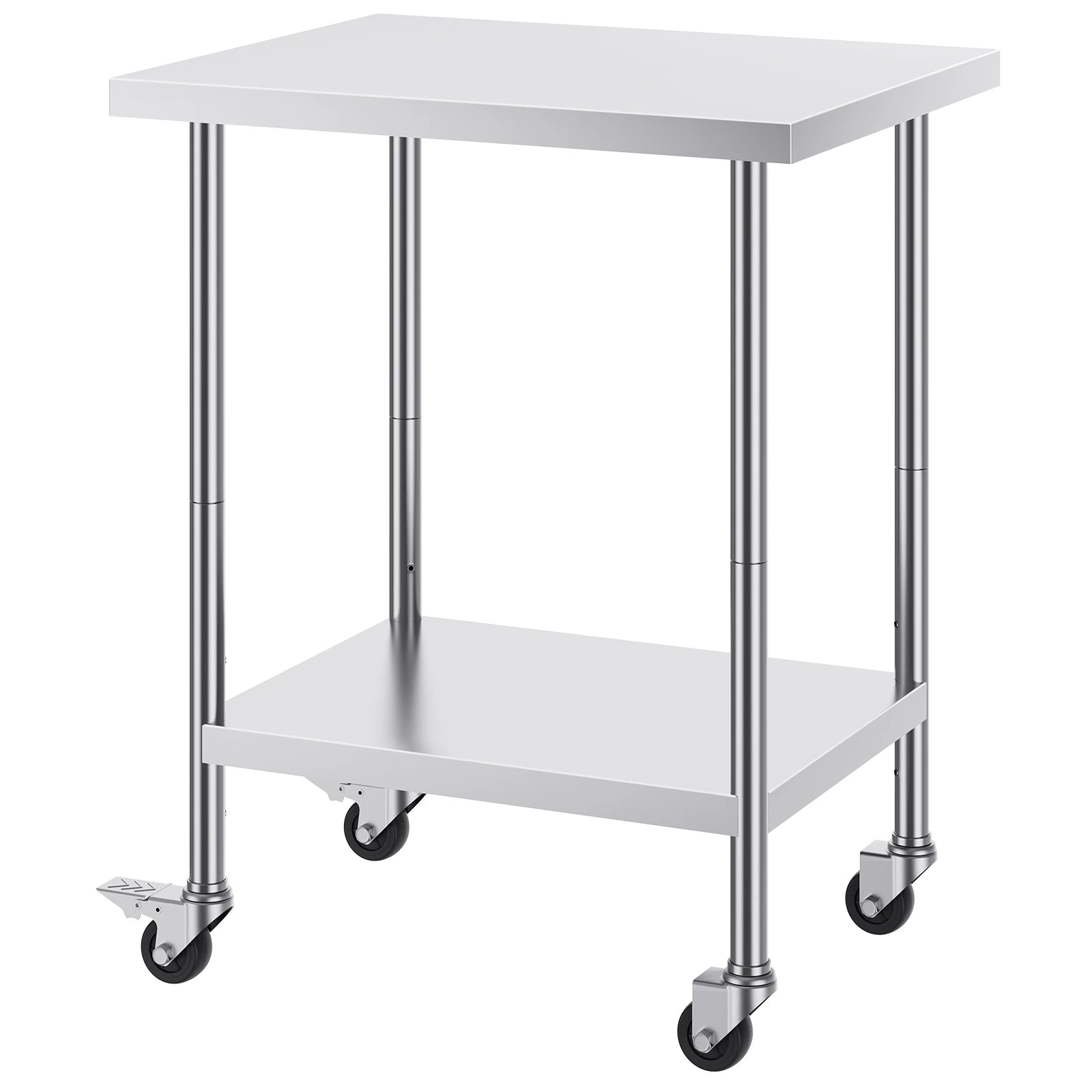 Stainless Steel Work Table with Wheels & Adjustable Shelves