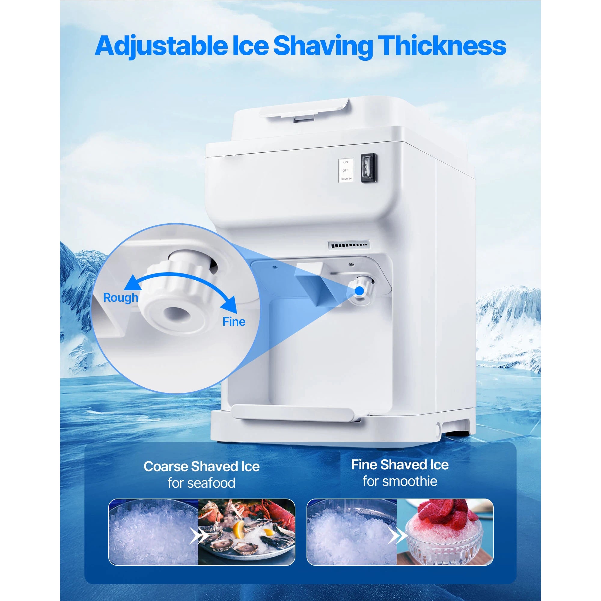Commercial Ice Shaver Machine 220 lbs/hr Snow Cone Maker 110V