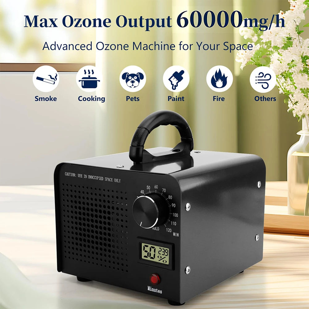 ozon generator 60000 mg/t med temperatur- og fugtighedsdisplay