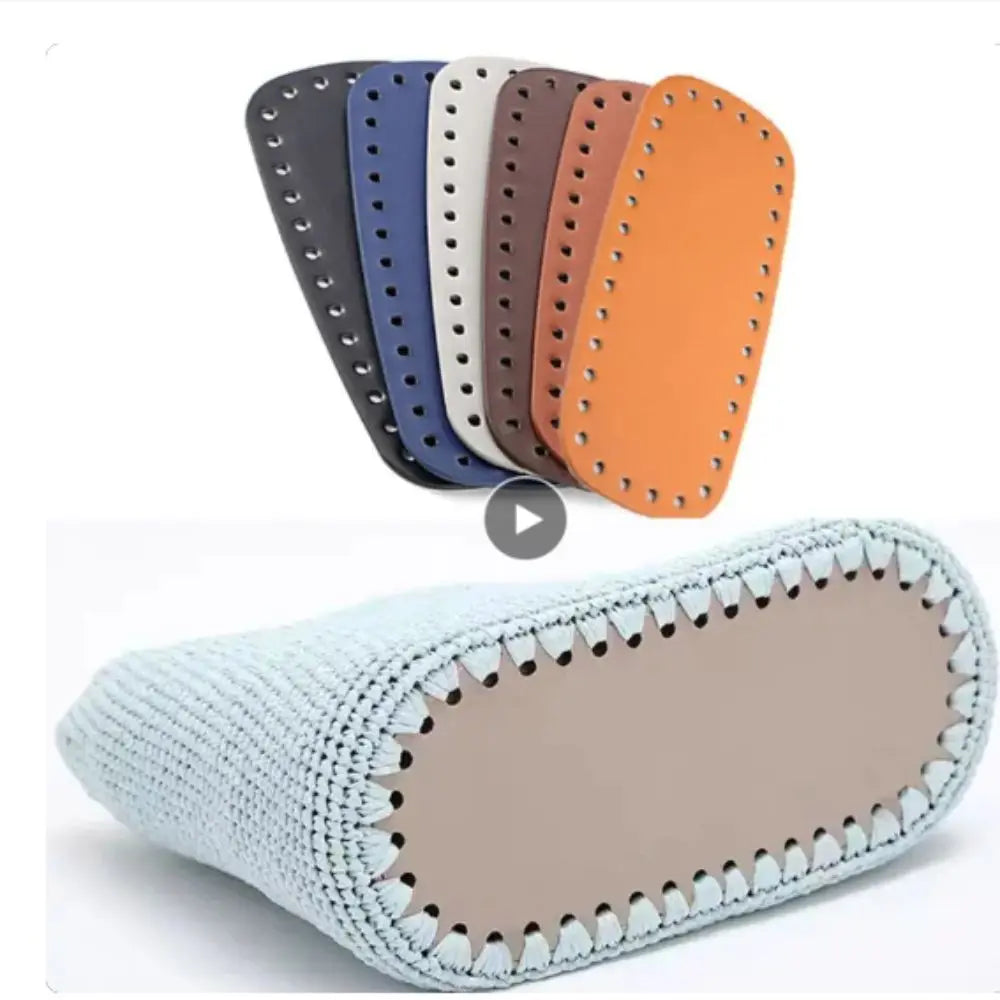 Oval PU Leather Crochet Bag Base, 20 × 9 cm