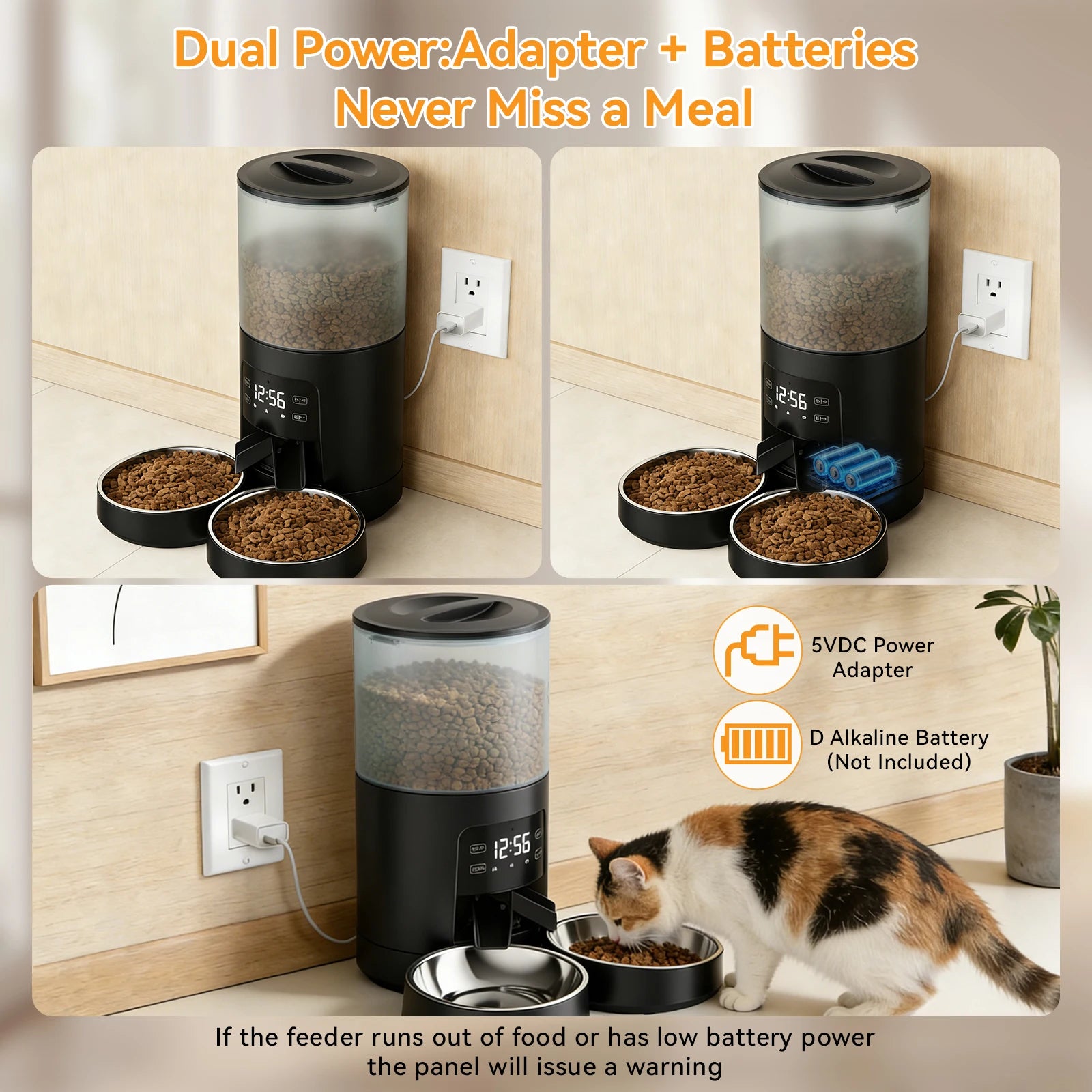 6L Automatic Cat Feeder with App Control, Dual Bowls & Timer
