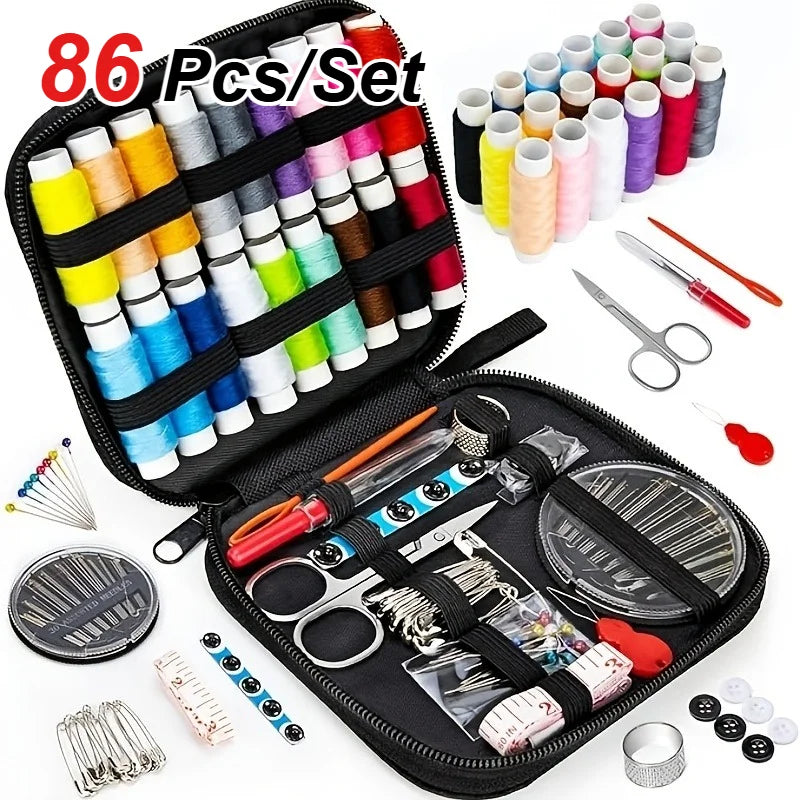 86-Piece Sewing Repair Kit in Black Case
