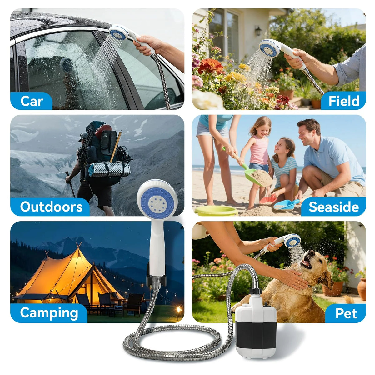 Portable Outdoor Camping Shower USB Rechargeable Electric Shower Pump