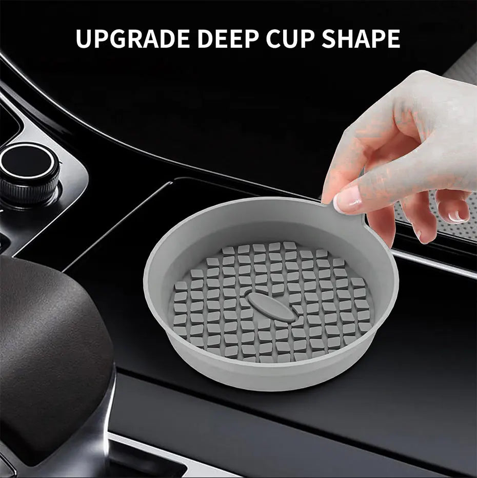SEAMETAL 2Pcs Car Cup Coasters Non-Slip Silicone Cup Cushion Waterproof Washable Vehicle Coaster Auto Drink Holder Bottom Mat