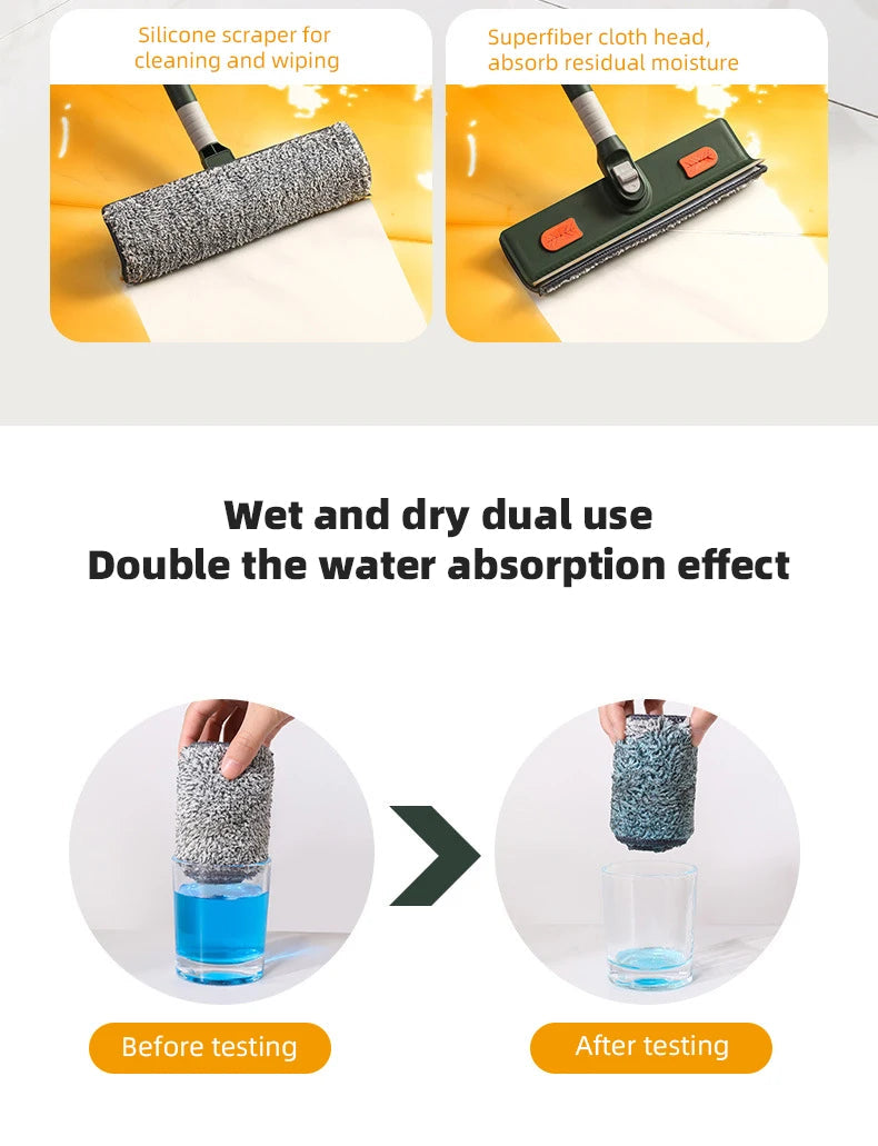 72-226CM Extended Window Cleaning Tool Glass Cleaner Mop with Silicone Scraper Window Cleaning Brush Household Cleaning Tools 