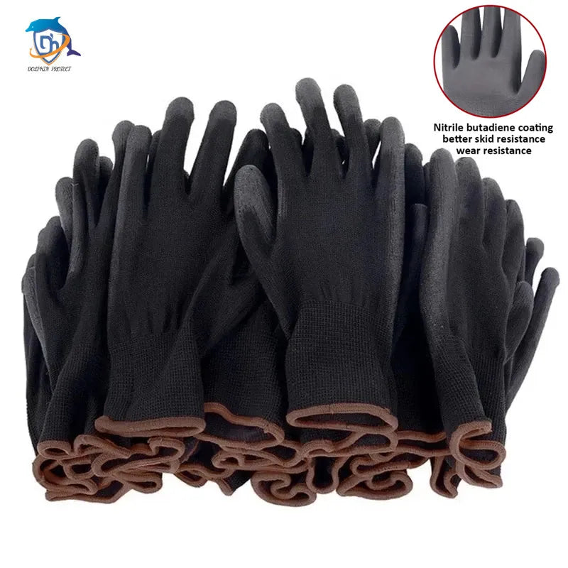 10/20 Pair Logo Free Polyurethane Gloves Safety Work Gloves Repair Gloves Palm Coated Gloves Carpenter Repairman Supplies 