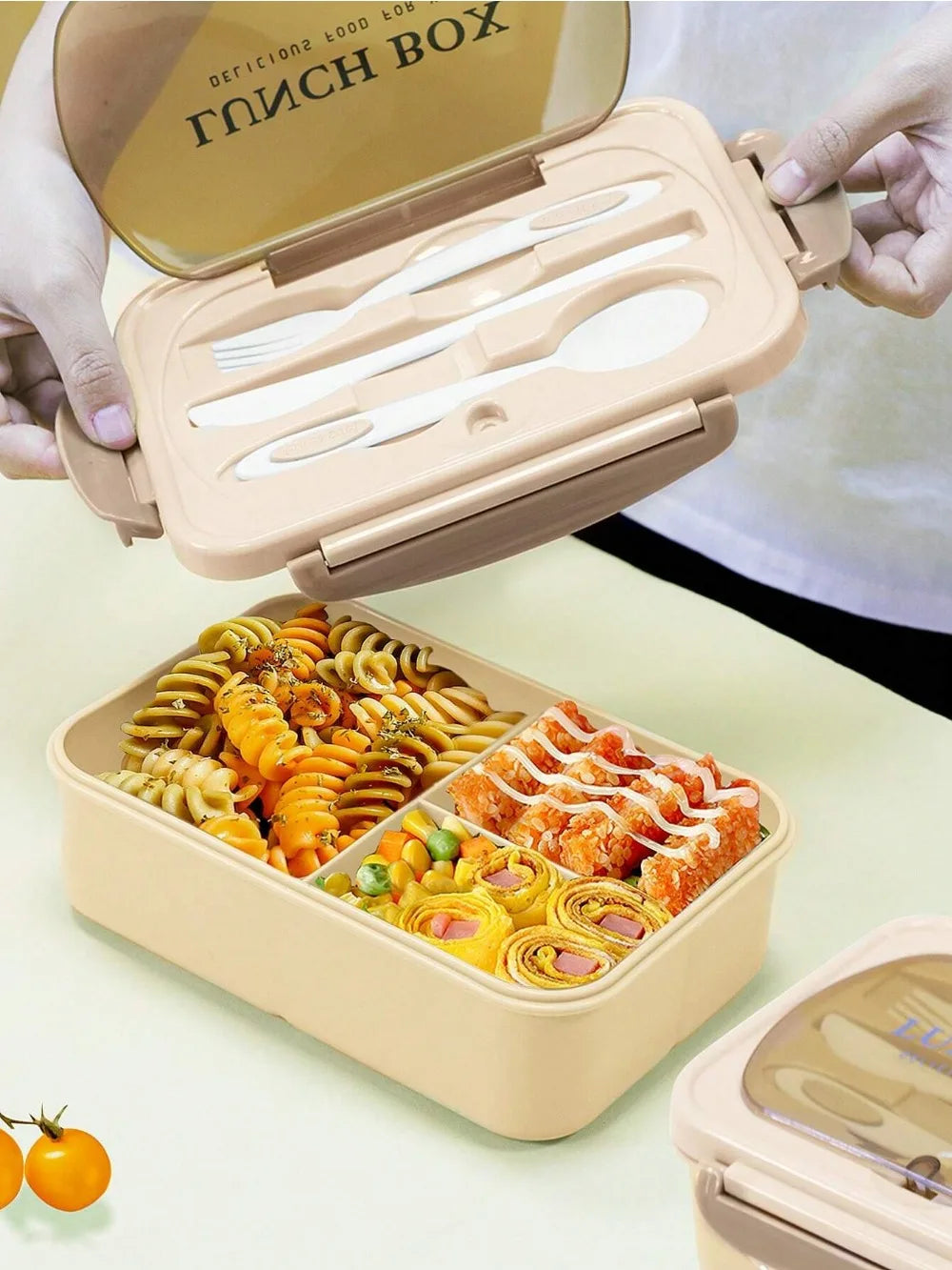 1200ml Divided Lunch Box with Utensil Storage