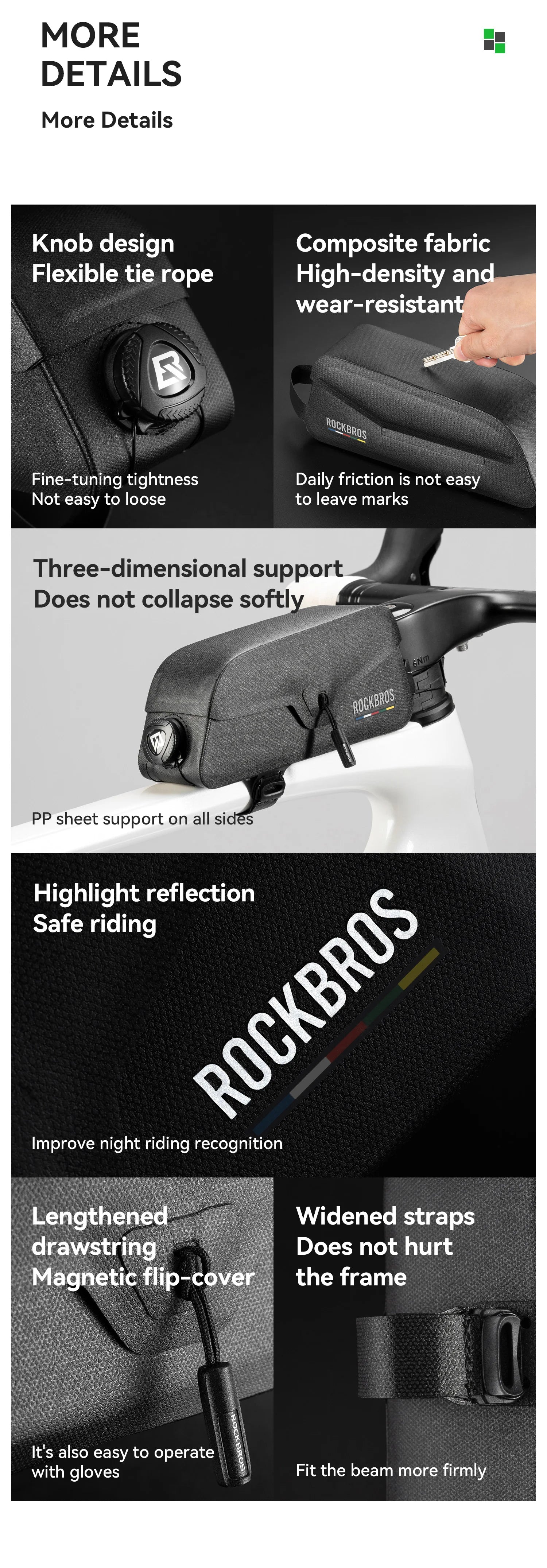 Borsa Impermeabile ROCKBROS ROAD TO SKY per Tubo Superiore della Bici, Borsa Telaio per Ciclismo, Leggera per Accessori da Bicicletta
