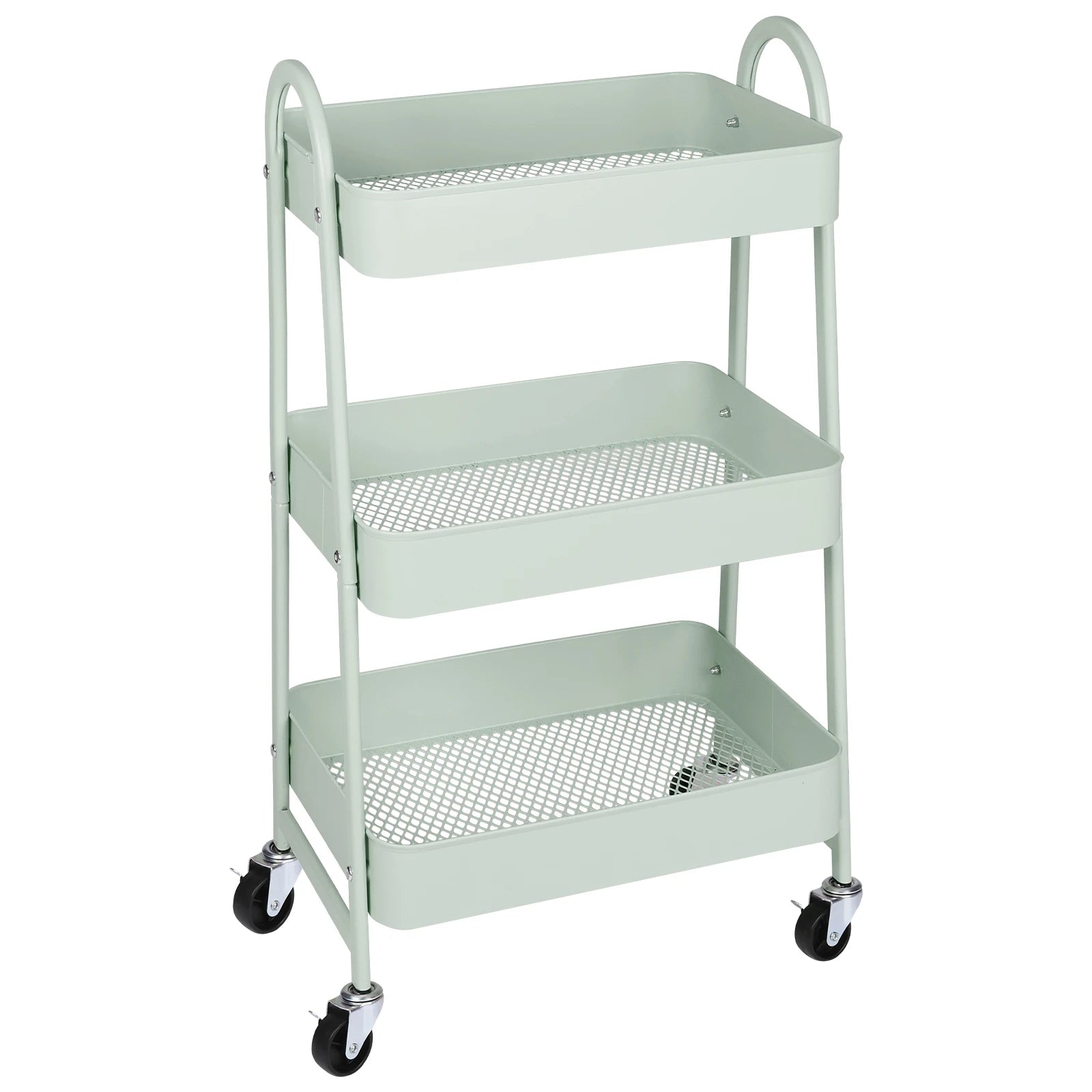 3-Tier Rolling Storage Cart with Lockable Wheels for Small Spaces