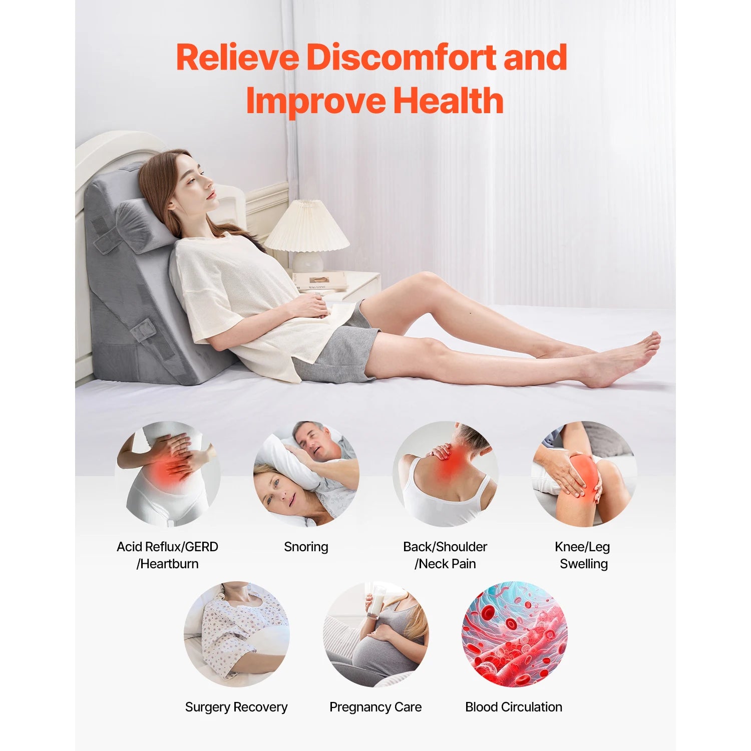 Coussin cale-lit réglable pour le sommeil, le soulagement du reflux et le soutien