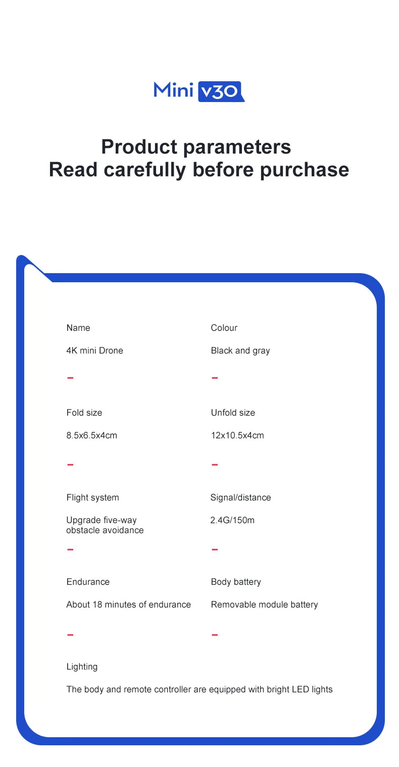 4DRC V30 Mini Kamera HD'li Drone